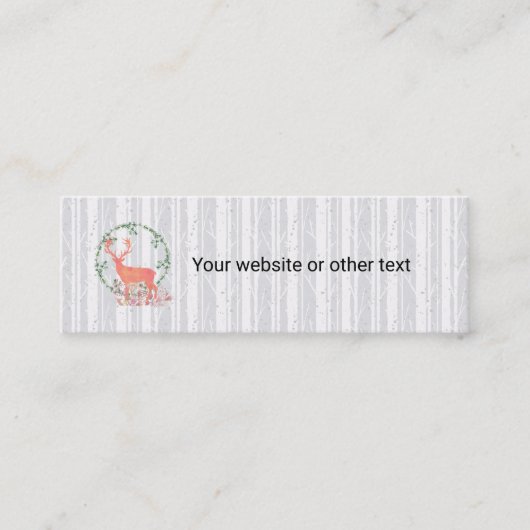 Carte De Visite Mini Aquarelle de la couronne de rennes rustiques (Devant)