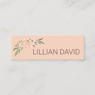 Carte De Visite Mini Aquarelle de Pêche Flore Rose & Sage Vert