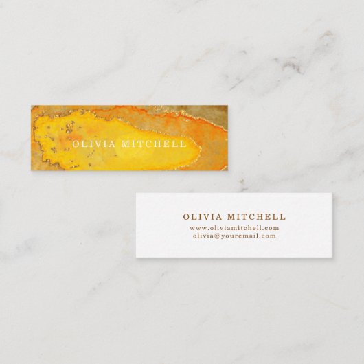 Carte De Visite Mini Aquarelle d'or de Geode | (Devant / Derrière)