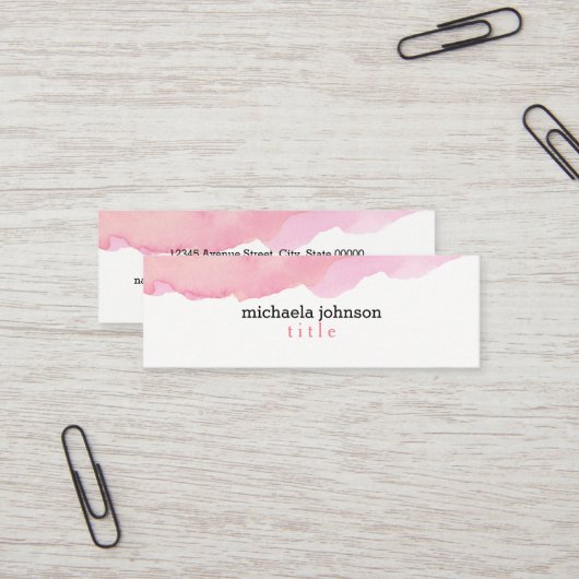 Carte De Visite Mini Aquarelle élégante Pink minimale (Devant/Arrière en situation)
