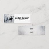 Carte De Visite Mini Aquarelle gris rustique de rennes d'hiver (Devant / Derrière)