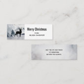 Carte De Visite Mini Aquarelle gris rustique de rennes d'hiver (Devant / Derrière)