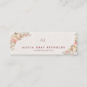 Carte De Visite Mini Aquarelle ivoire Monogramme Wedding planner floral (Devant)