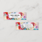 Carte De Visite Mini Aquarelle moderne Abstraite bleu rose (Devant / Derrière)