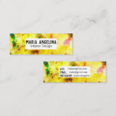 Carte De Visite Mini Aquarelle moderne Abstraite or vert (Devant / Derrière)