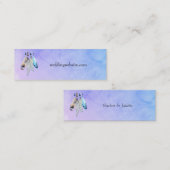 Carte De Visite Mini Aquarelle plumes sur le site Arrière - plan violet (Devant / Derrière)