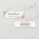 Carte De Visite Mini Aquarelle rustique Cactus Succulents Médias sociau (Devant / Derrière)