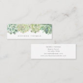 Carte De Visite Mini Aquarelle verte moderne tendance Succulents (Devant / Derrière)