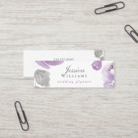 Aquarelle violette Roses Floral Mini Carte de visi