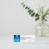 Carte De Visite Mini Arbre de Noël bleu électrique moderne avec lumière (Debout devant)