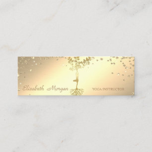 Carte De Visite Mini Arbre Silhouette Élégant Style Or Diamants