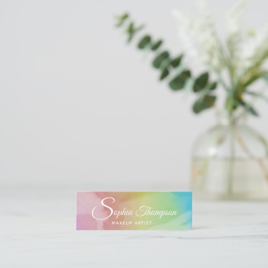 Carte De Visite Mini Arc-en-ciel moderne de manuscrit d'aquarelle - (Debout devant)