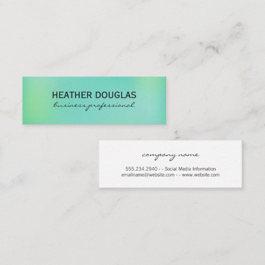 Carte De Visite Mini Arrière - plan de dégradé vert (Devant / Derrière)