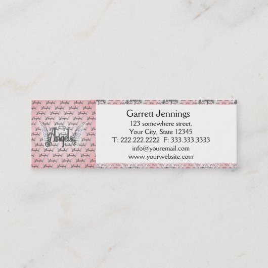 Carte De Visite Mini Arrière - plan rose d'anges avec des ailes et le (Devant)