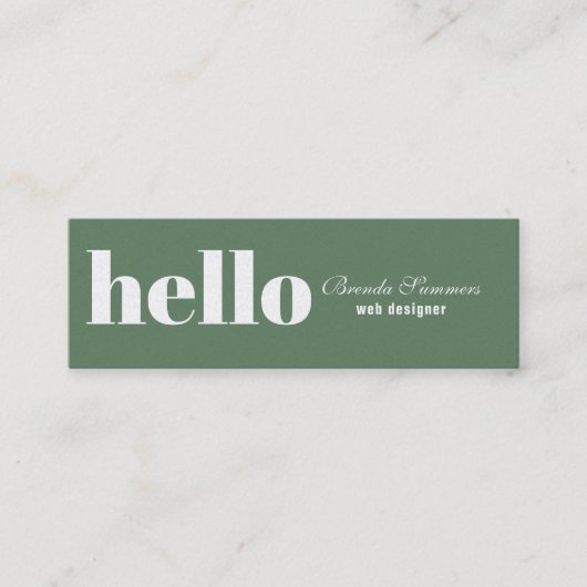 Carte De Visite Mini Arrière - plan vert et blanc simple (Devant)