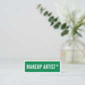 Carte De Visite Mini Artiste de maquillage moderne glam green (Debout devant)