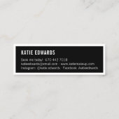 Carte De Visite Mini Artiste de maquillage moderne glam noir blanc (Dos)