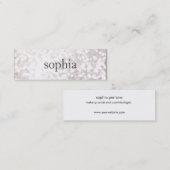 Carte De Visite Mini Artiste de maquillage Whimsical White Bokeh (Devant / Derrière)