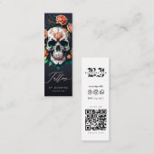 Carte De Visite Mini Artiste de tatouage moderne crâne Rose noir (Devant / Derrière)
