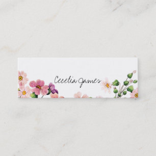 Carte De Visite Mini artiste maquillage moderne chic aquarelle rose flo