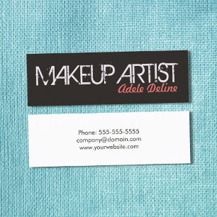 Carte De Visite Mini Artiste moderne de maquillage gris pâle et simple