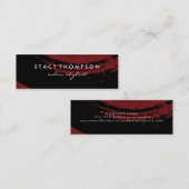 Carte De Visite Mini Artistique brossé noir sur rouge profond (Devant / Derrière)