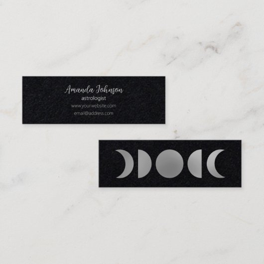 Carte De Visite Mini Astrologiste des phases de la lune d'argent Guéris (Devant / Derrière)