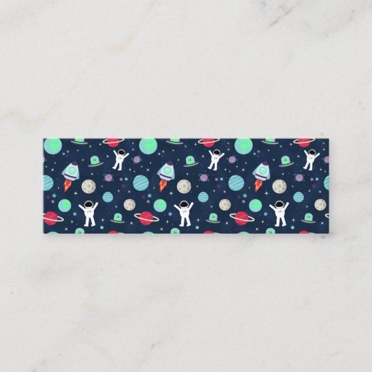 Carte De Visite Mini Astronautes Planètes Fusées et Aliens (Devant)
