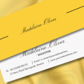 Carte De Visite Mini Avocat moderne élégant professionnel Jaune