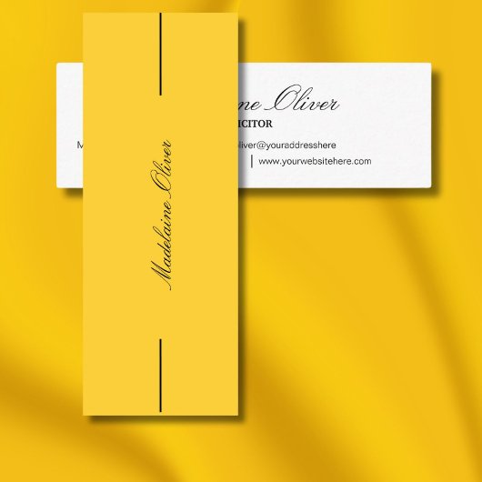 Carte De Visite Mini Avocat moderne élégant professionnel Jaune