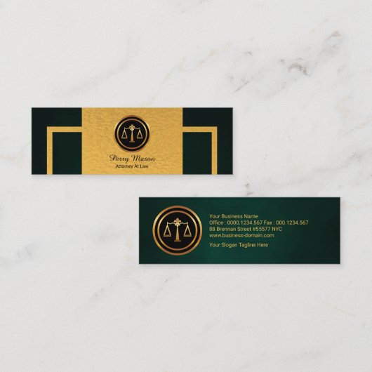 Carte De Visite Mini Avocat vertical grunge vert simple de frontière (Devant / Derrière)