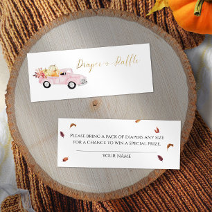 Carte De Visite Mini Baby shower   à rabat pour camion rose vintage