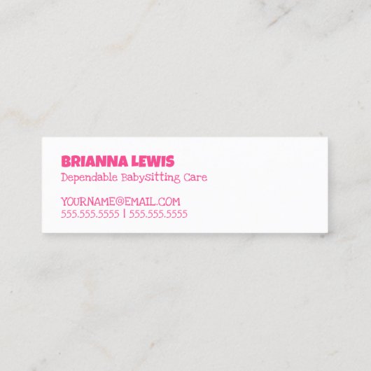 Carte De Visite Mini Baby-sitting (Dos)