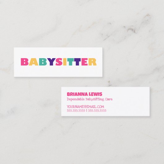 Carte De Visite Mini Baby-sitting (Devant / Derrière)