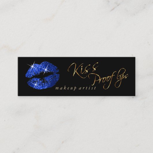 Carte De Visite Mini Baiser Proof Lips 2 - Parties scintillant Bleue su (Devant)