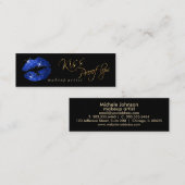 Carte De Visite Mini Baiser Proof Lips 2 - Parties scintillant Bleue su (Devant / Derrière)