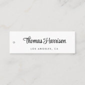 Carte De Visite Mini Balise d'accrochage de script de signature élégant (Devant)