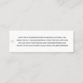 Carte De Visite Mini Balise de prix d'entreprise Logo d'affaires Vêteme (Dos)