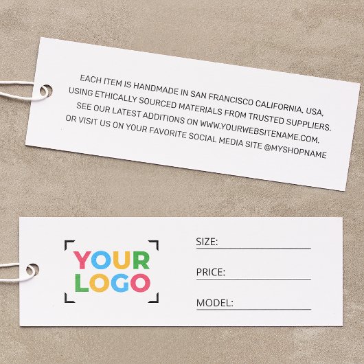 Carte De Visite Mini Balise de prix d'entreprise Logo d'affaires Vêteme