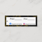 Carte De Visite Mini Balise de prix du marbre noir et or (Dos)