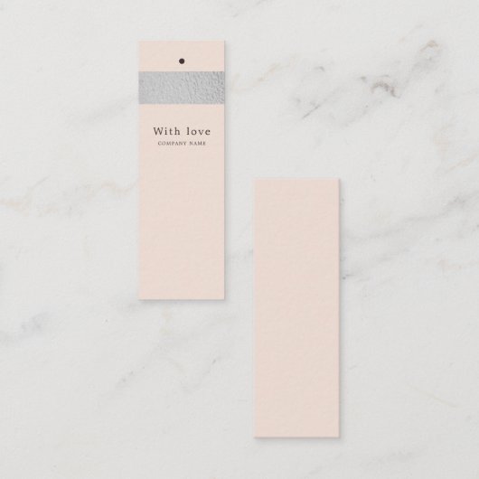 Carte De Visite Mini Balises Cadeau En Argent Sur Boutons Roses (Devant / Derrière)