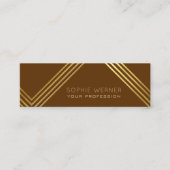 Carte De Visite Mini Bande or faux moderne élégant brun foncé (Devant)