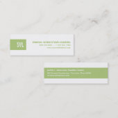 Carte De Visite Mini Bande verte de monogramme (Devant / Derrière)
