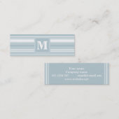 Carte De Visite Mini Bandes bleu glace monogramme (Devant / Derrière)