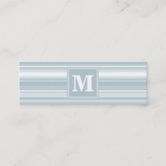 Carte De Visite Mini Bandes bleu glace monogramme (Devant)