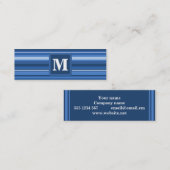 Carte De Visite Mini Bandes bleu monogramme (Devant / Derrière)