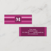 Carte De Visite Mini Bandes de monogramme fuchsia (Devant / Derrière)