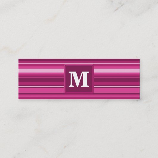 Carte De Visite Mini Bandes de monogramme fuchsia (Devant)