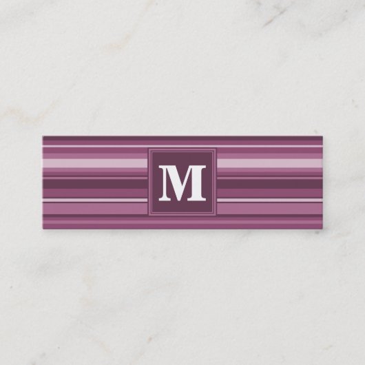 Carte De Visite Mini Bandes mauve monogrammes (Devant)