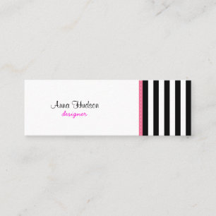 Carte De Visite Mini Bandes noires et blanches, Motif rayé, Lignes